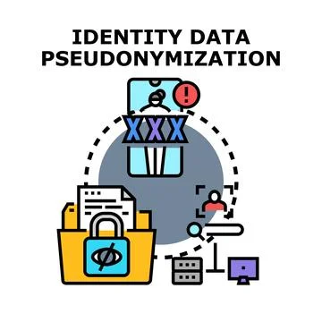 Identity data pseudonymization process securing personal information concept Stock Illustration