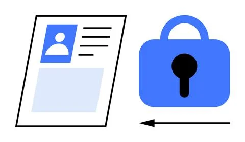 Identity Document and Secure Lock Symbolizing Data Protection and Privacy 스톡 일러스트