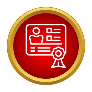 Identity document with profile and achievement badge icon Stock Illustration