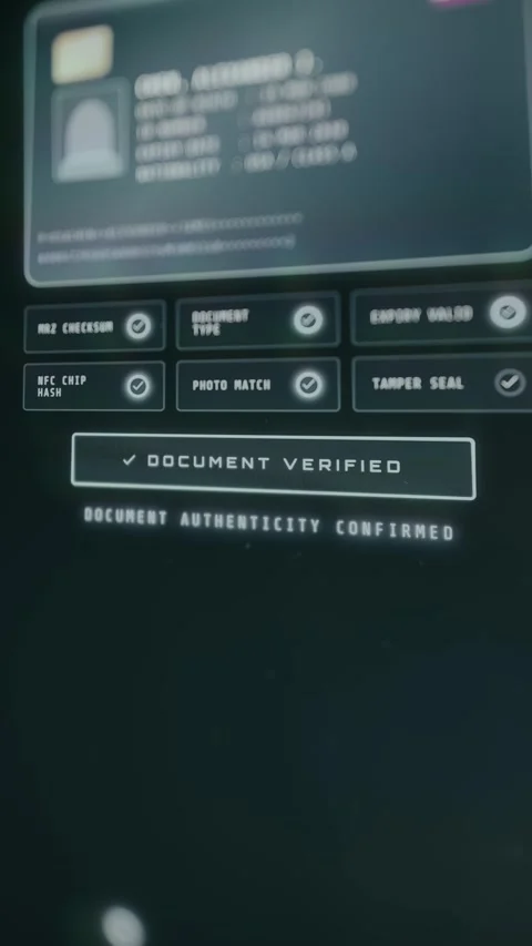 Identity document verification system confirming successful completion of all Stock Footage 333825070