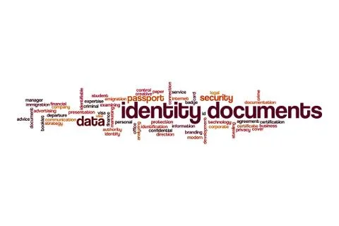 Identity documents word cloud concept 스톡 일러스트