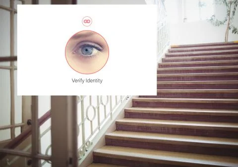 Identity eye Verify App Interface on stairs Stock Photos