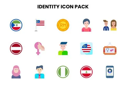 Identity Flat Scalable Icons Pack Stock Illustration
