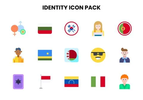 Identity Flat Scalable Icons Pack Stock Illustration