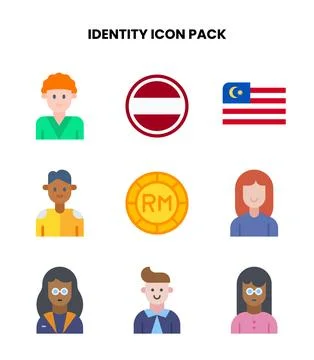 Identity Flat Set Icons Pack Stock Illustration