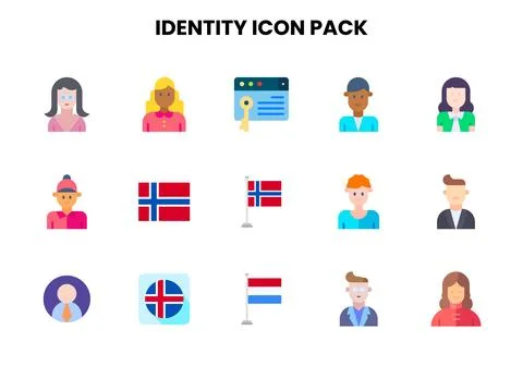 Identity Flat Set Icons Pack Stock Illustration
