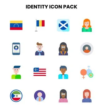 Identity Flat UI Icons Pack Stock Illustration