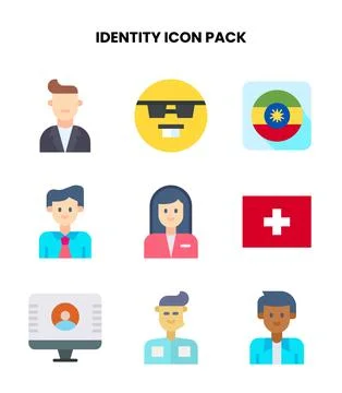 Identity Flat Vector Icons Pack Stock Illustration