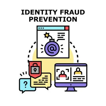 Identity fraud prevention system protecting personal data digital Stock Illustration