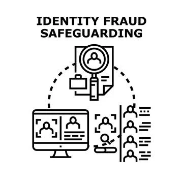 Identity fraud safeguarding personal data protection concept Stock Illustration