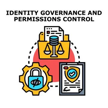 Identity governance permissions control access management system Stockillustratie