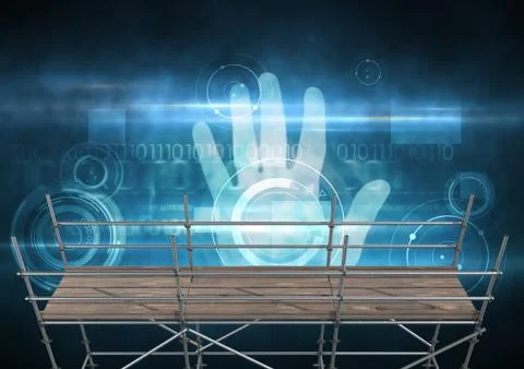 Identity hand interface with 3D Scaffolding Illustrazione stock