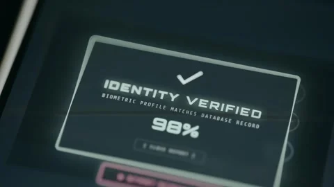Identity has been successfully verified through a biometric profile check Stock Footage 333374318
