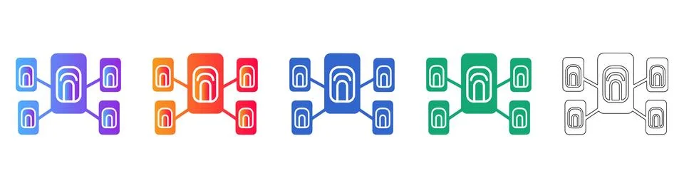 Identity Hub and Node Connection Diagram イラスト素材