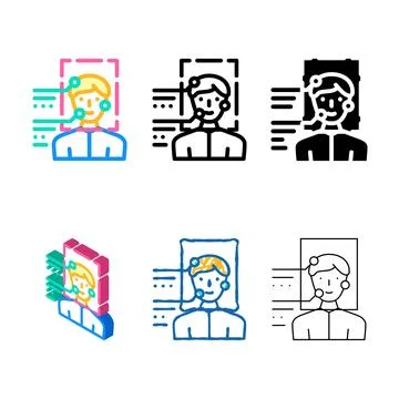 Identity identification color icon variants vector flat Stock Illustration