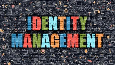 Identity Management Concept with Doodle Design Icons Stock Illustration