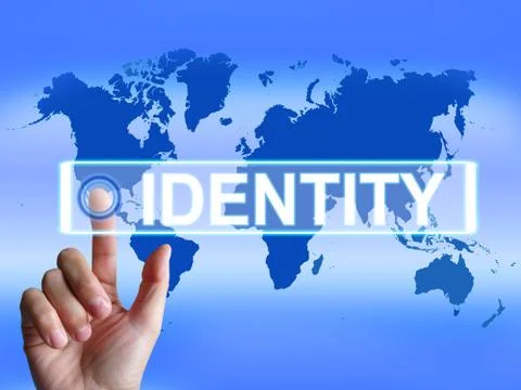 Identity map represents worldwide or international identification or brand Stock Illustration