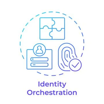 Identity orchestration blue gradient concept icon Illustrazione stock