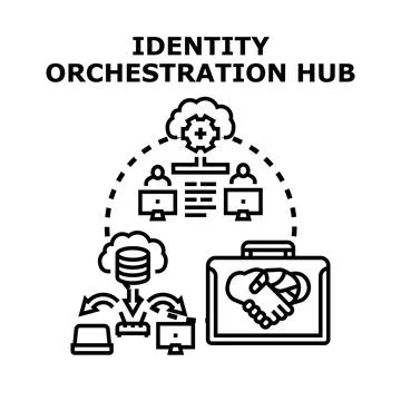 Identity orchestration hub for centralized access and management 스톡 일러스트