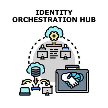 Identity orchestration hub for centralized access and management Stock Illustration