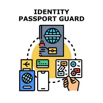 Identity passport guard concept ensuring travel security Stock Illustration