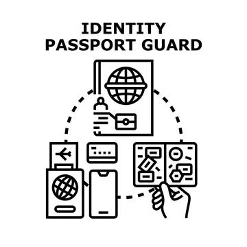 Identity passport guard concept ensuring travel security Stock Illustration