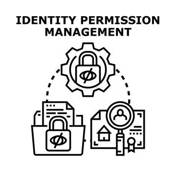 Identity permission management system controlling access to data 스톡 일러스트