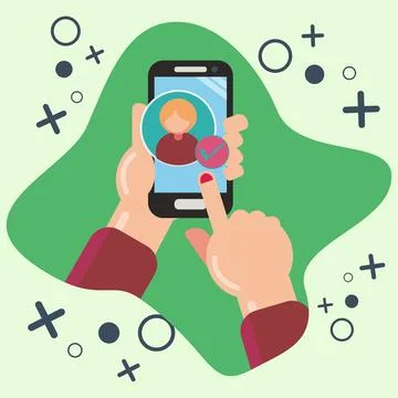 Identity proof via smartphone cartoon vector illustration Stock Illustration