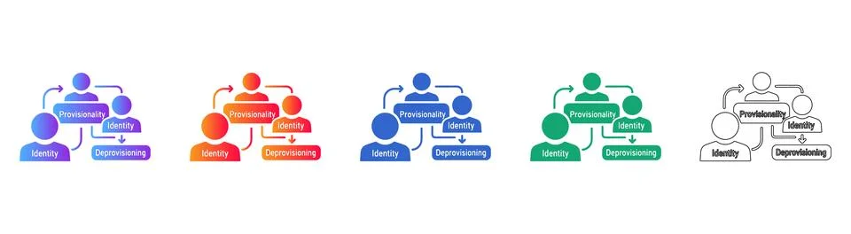 Identity Provisioning and Access Workflow Icons 스톡 일러스트