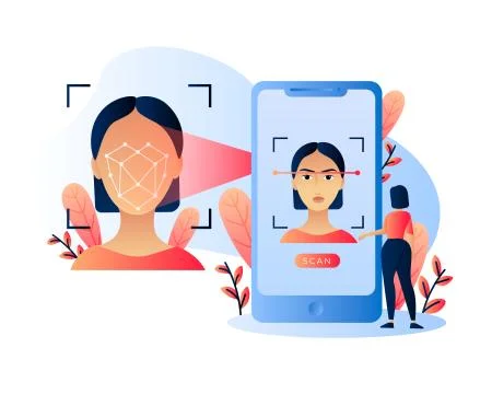 Identity recognition biometric and scanning. Protection against penetration to Stock Illustration