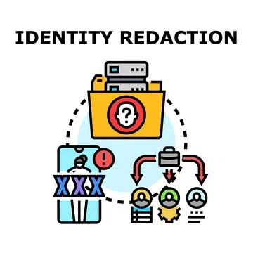 Identity redaction procedure securing personal data privacy concept Illustrazione stock