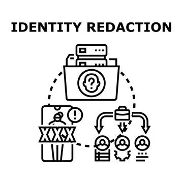 Identity redaction procedure securing personal data privacy concept Illustrazione stock