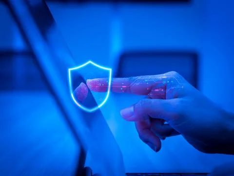 Identity security concept featuring biometric authentication and digital id.. Stock Photos