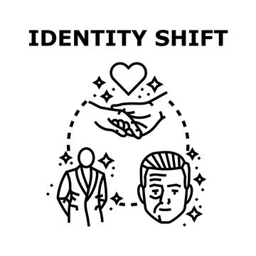 Identity shift concept with changing personality of human Illustrazione stock