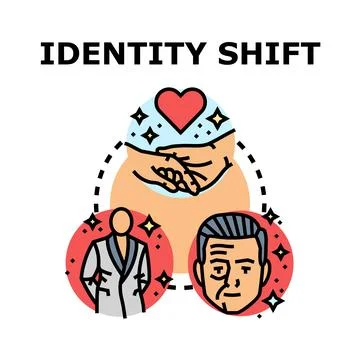 Identity shift concept with changing personality of human Stock Illustration