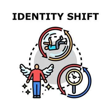 Identity shift process changing persona and evolution Stock-Illustration