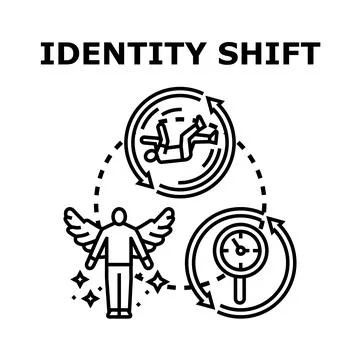 Identity shift process changing persona and evolution Stock Illustration