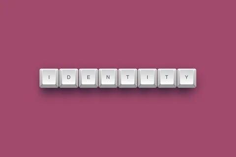Identity text on a 3d keyboard button with shadow concept series Stock Illustration