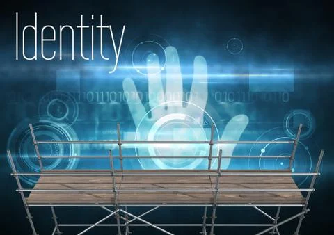 Identity Text with 3D Scaffolding and hand interface Illustrazione stock
