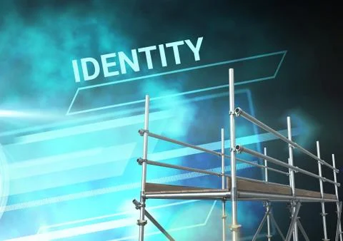 Identity Text with 3D Scaffolding and technology interface Stockillustratie