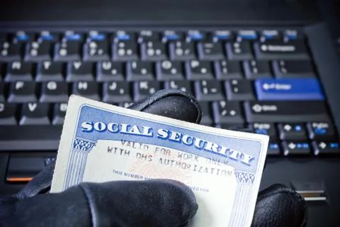 Identity theft on laptop computer Stock Photos