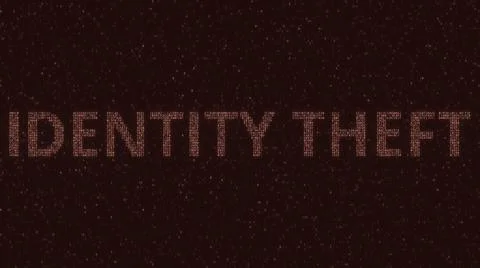 IDENTITY THEFT text consisting of many symbols on computer monitor. 3d rendering Stock-Illustration