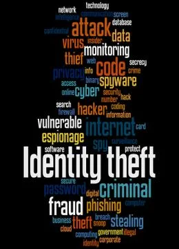 Identity theft, word cloud concept Illustrazione stock