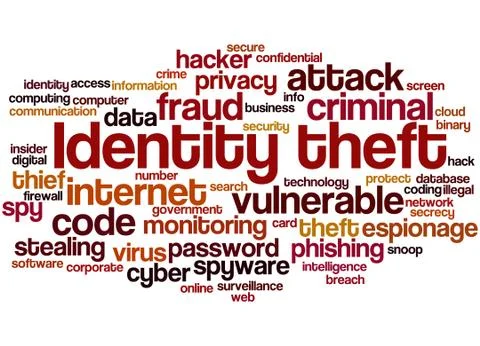 Identity theft, word cloud concept Stock Illustration