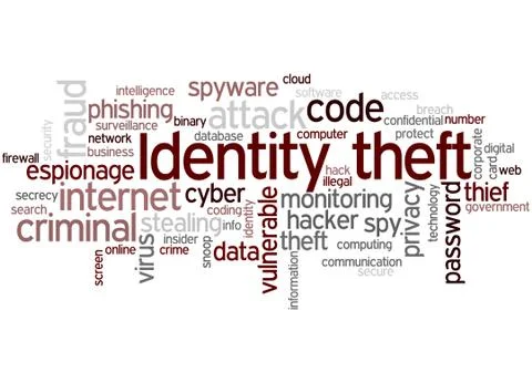 Identity theft, word cloud concept Stock Illustration