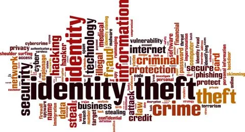 Identity theft word cloud Illustrazione stock