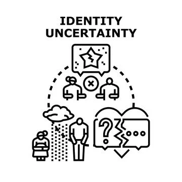 Identity uncertainty concept exploring self perception and mental health Stock Illustration
