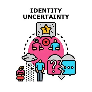 Identity uncertainty concept exploring self perception and mental health Stock Illustration