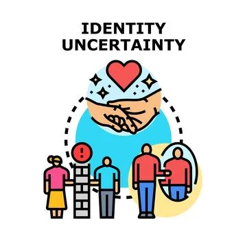 Identity uncertainty concept with people choosing path Stock Illustration