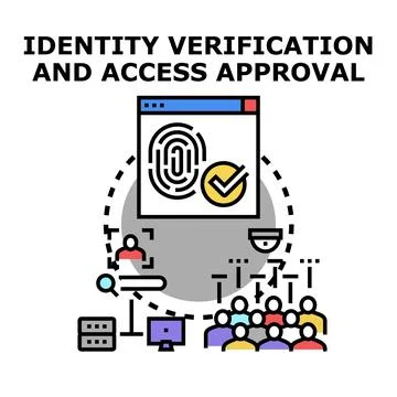 Identity verification accessing digital system approval concept 库存插图